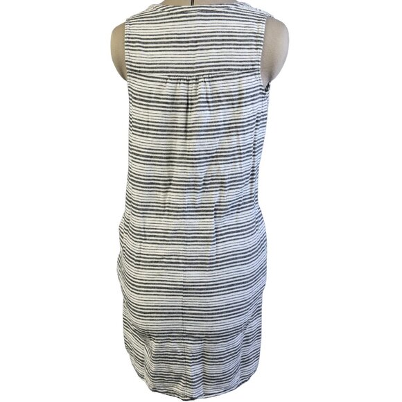 GAP Striped Sleeveless Linen-Rayon Shift Dress w/ pockets M – Black & White - Picture 2 of 11